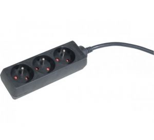 DEXLAN black Multi-socket 3 sockets without switch - 1.5m