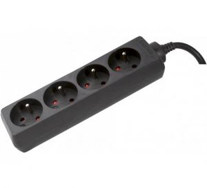 DEXLAN Multiprise 4 prises sans interrupteur noire - 4,0 m