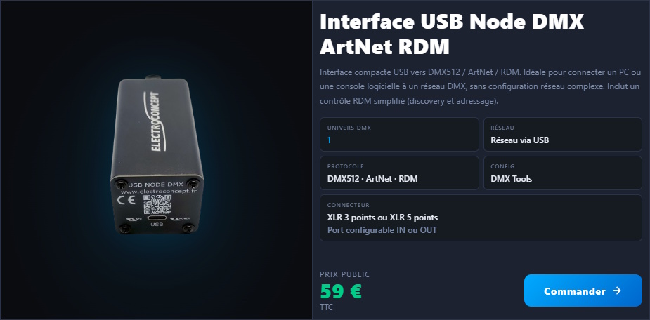 Node usb artnet RDM